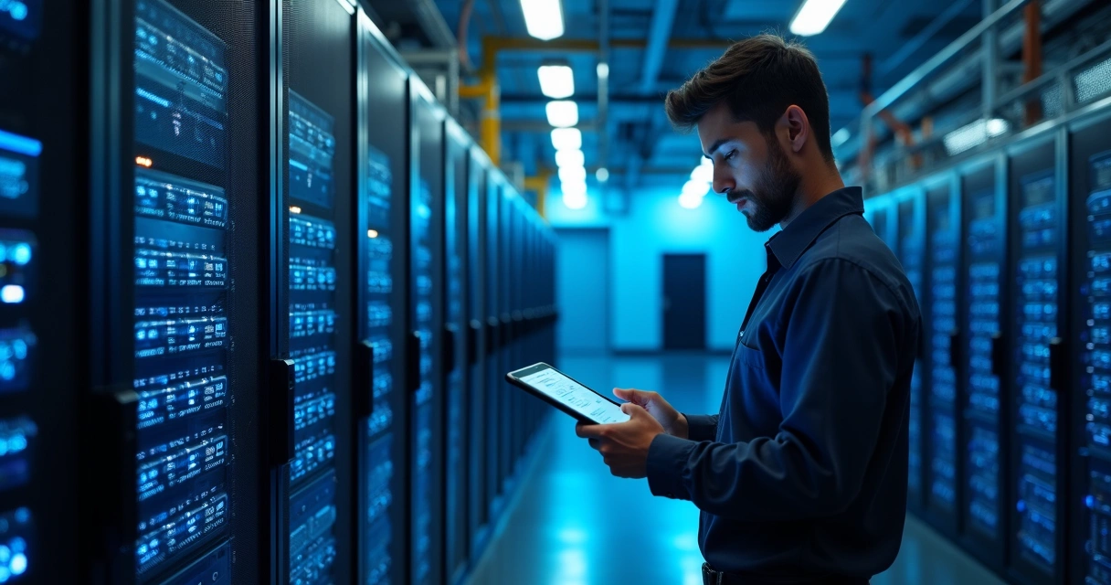 Servidores de TI organizados em racks 