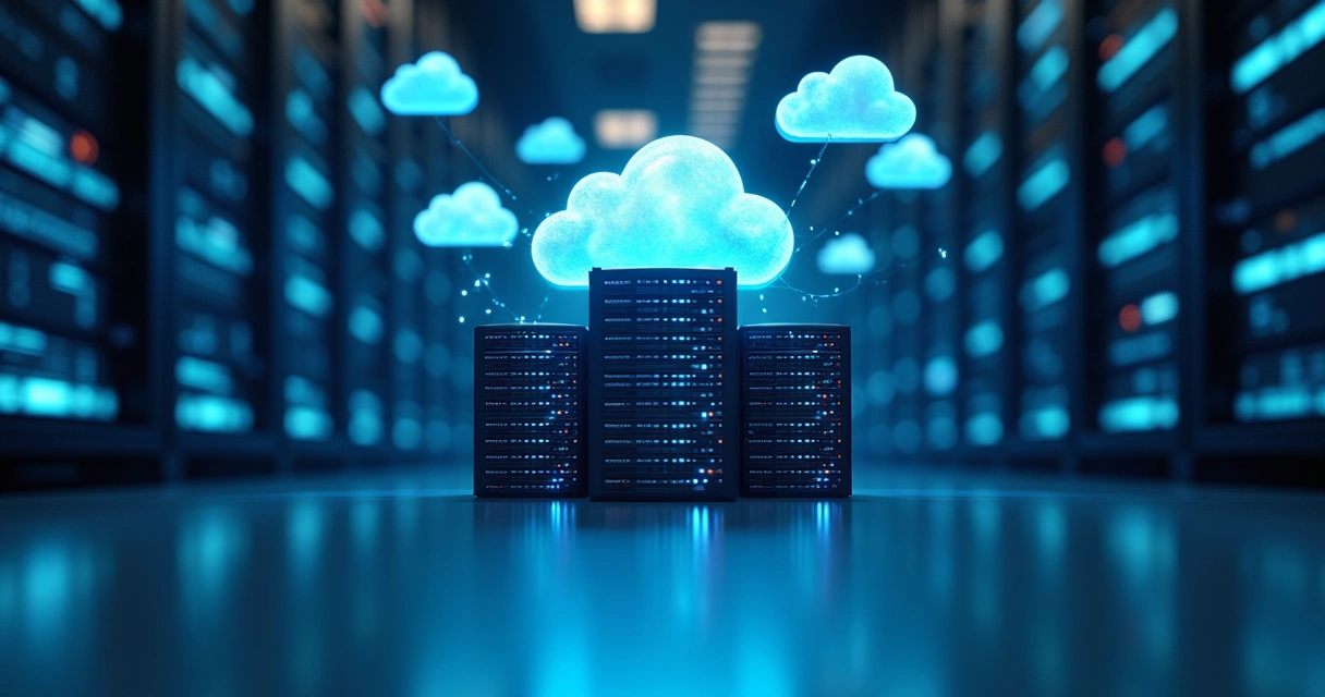 Servidores conectados ilustrando ERP em nuvem 