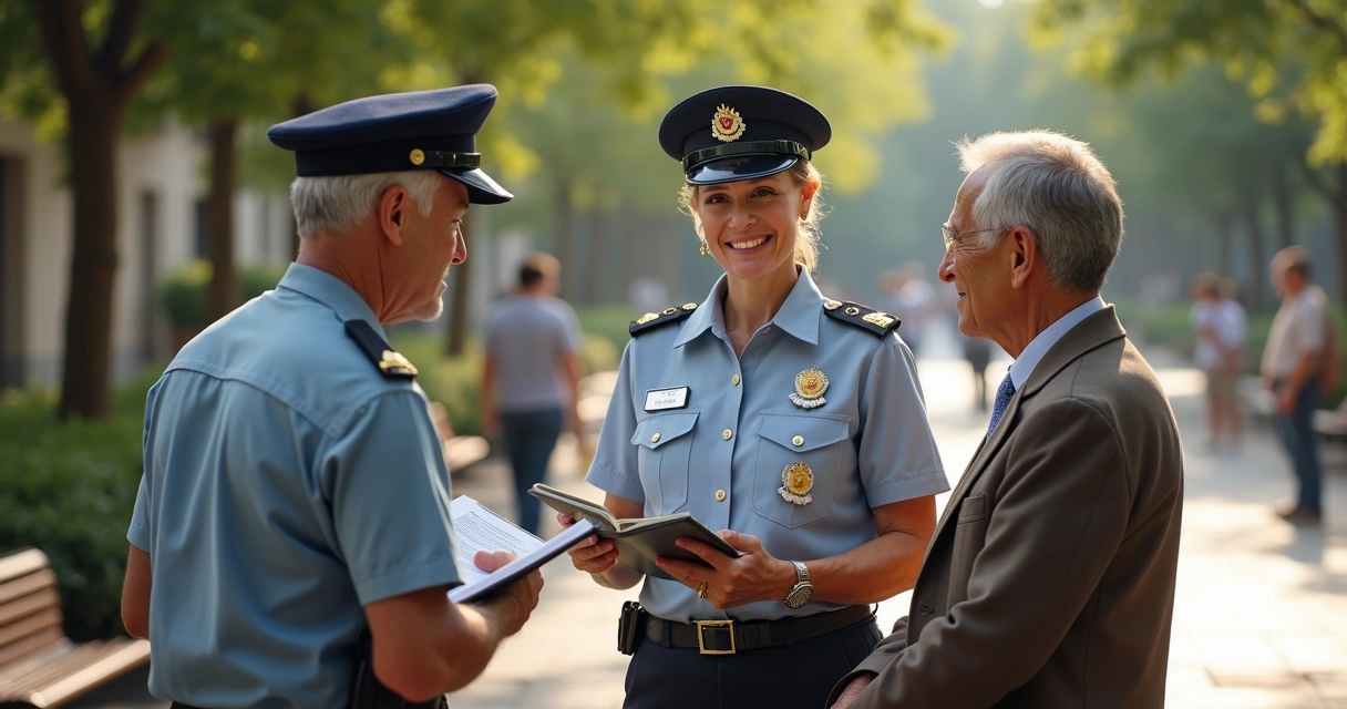 Servidores públicos escutando morador em praça 