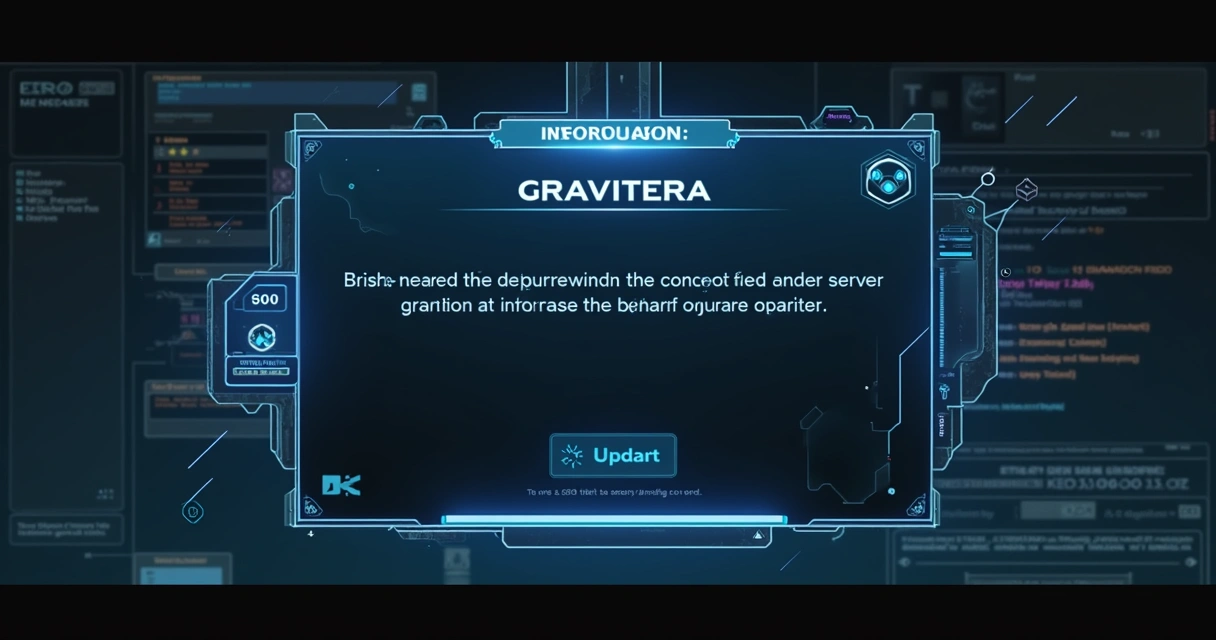Tela de servidor de jogo Tibia com mensagem de paralisação temporária e mundo Gravitera em destaque 