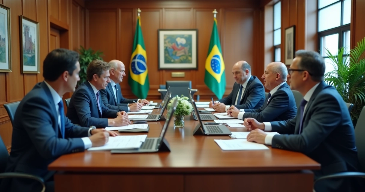 Servidores reunidos em escritório público 