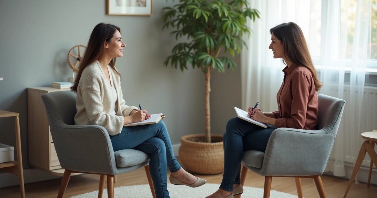 Sessão de coaching com escuta atenta e anotações