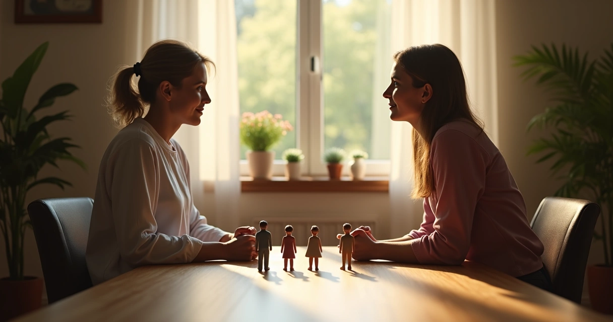 Sessão de constelação sistêmica com bonecos simbolizando familiares 