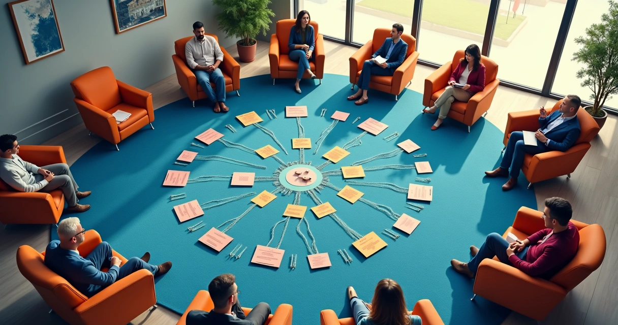 Sessão de constelação familiar com dinâmicas para negócios. 