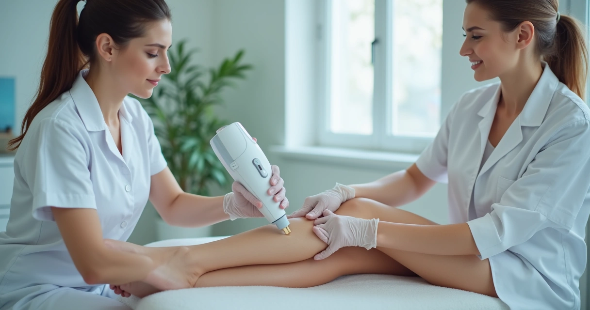 Profissional realizando depilação a laser em paciente 