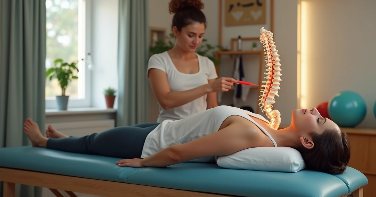 Paciente em sessão de fisioterapia para coluna vertebral 