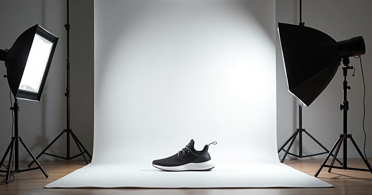 Produto sendo fotografado em estúdio com boa iluminação e fundo branco