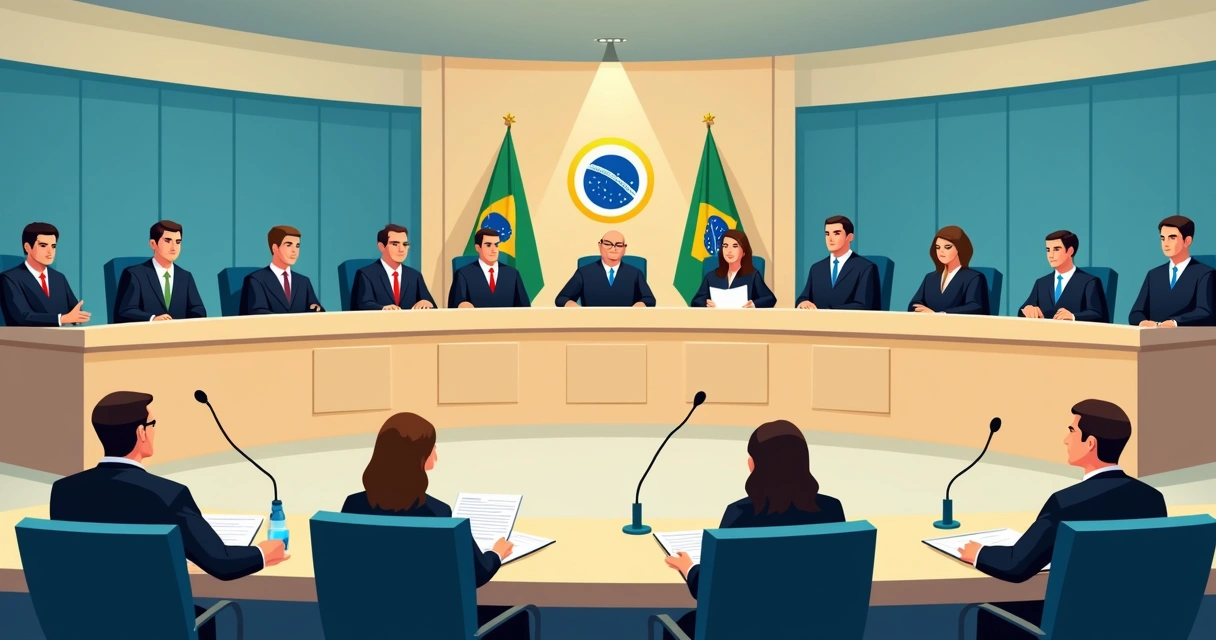 Ministros do STF sentados no plenário, em clima de debate sobre tema previdenciário