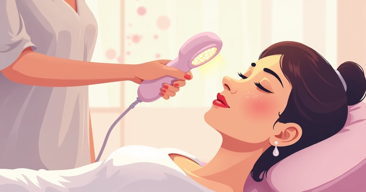 Paciente relaxado recebendo terapia de LED facial durante protocolo 