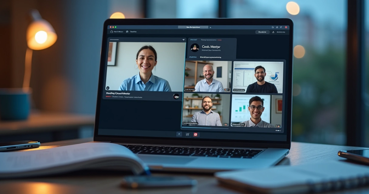 Sessão online de mentoria em grupo com participantes 