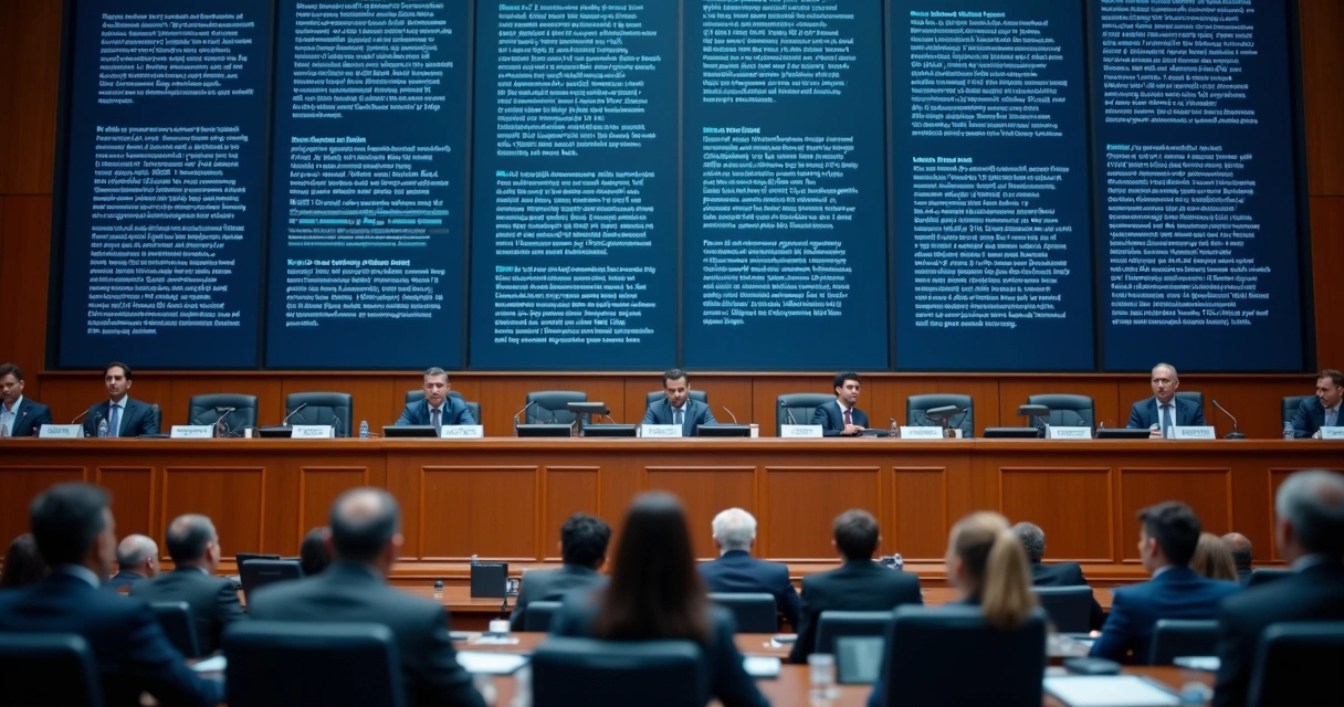 Painel de sessão plenária com texto claro e acessível 