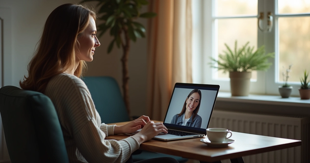 Paciente em casa em sessão online de psicanálise 