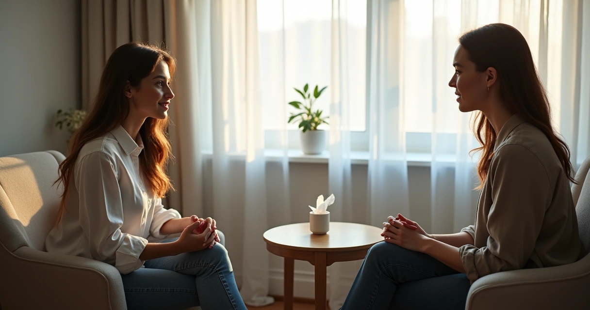 Pessoa em sessão de psicanálise com terapeuta 