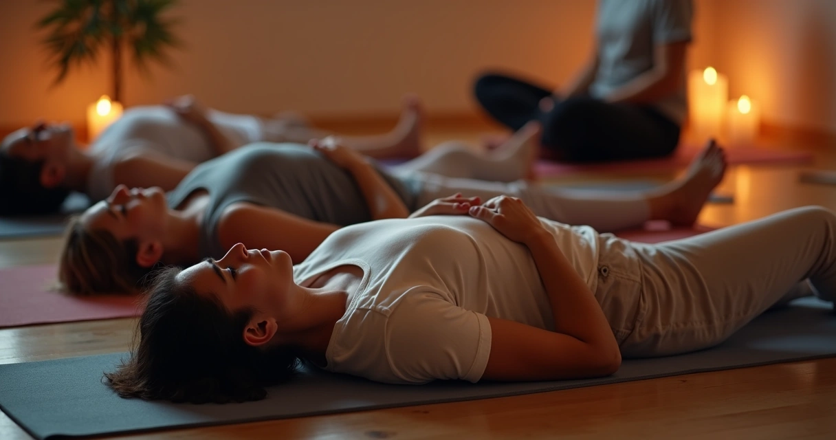 Sessão de respiração circular em ambiente tranquilo