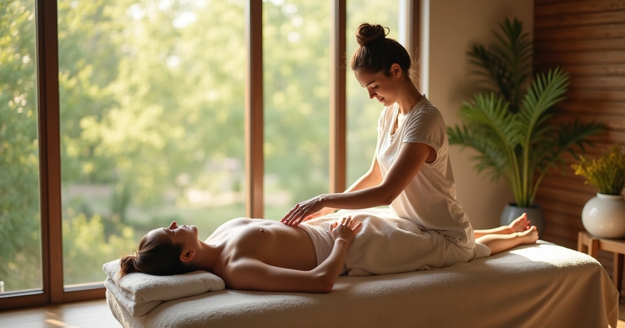 Sessão de shiatsu em spa urbano em meio à natureza 