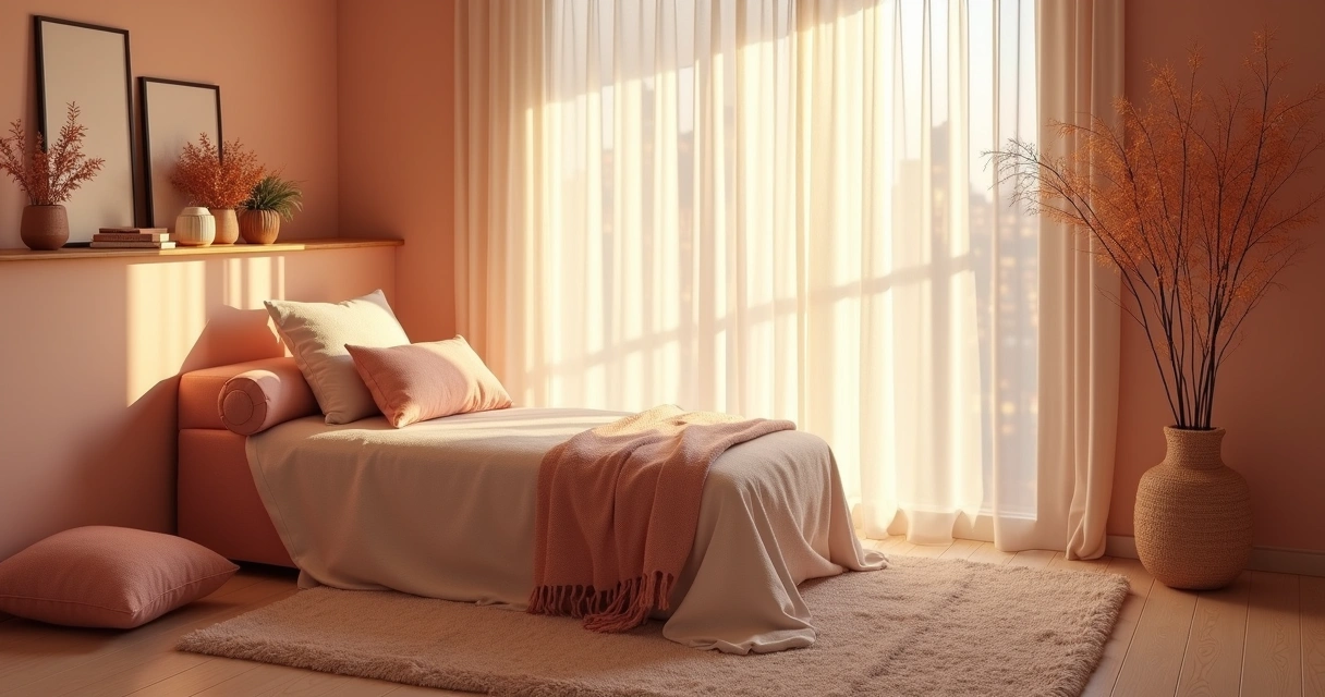 Espaço acolhedor de terapia sensual com iluminação suave e decoração minimalista 