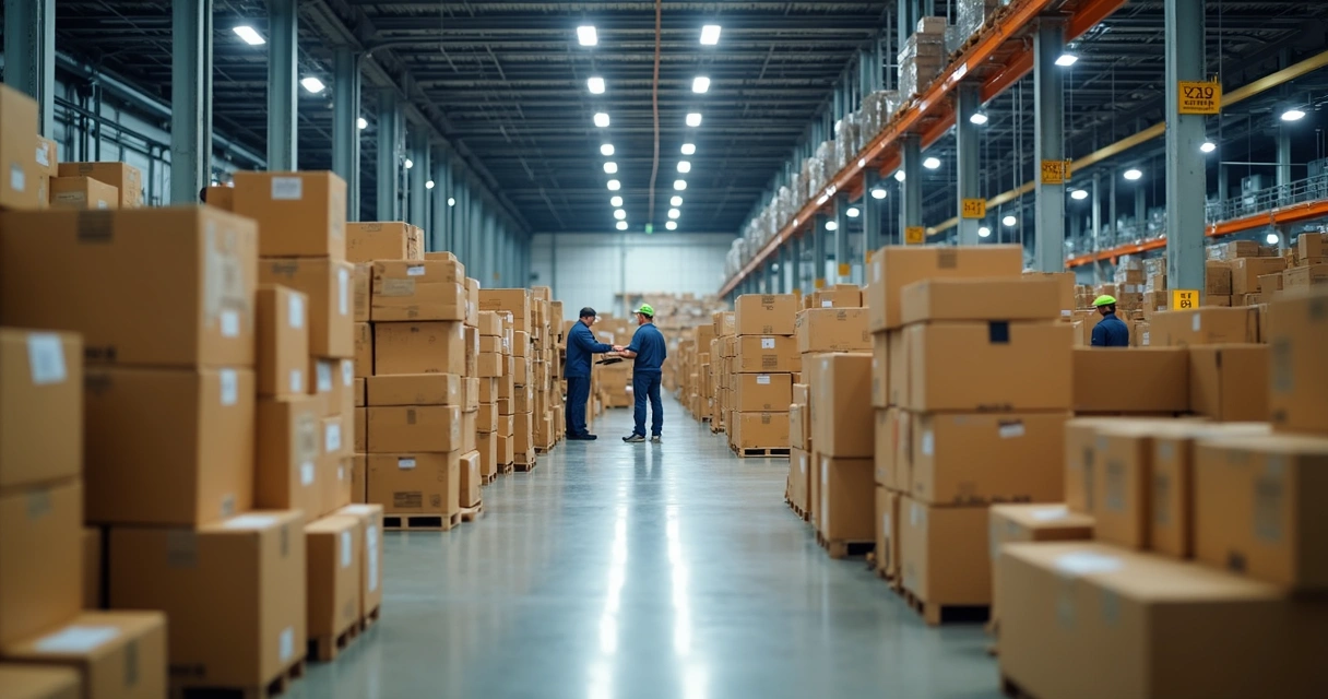 Linha de produção industrial com caixas de papelão personalizadas em diferentes tamanhos 