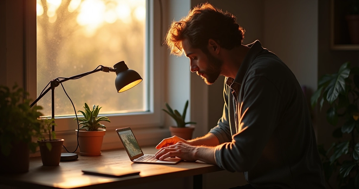 Miniestúdio caseiro com iluminação natural e fundo branco em uma mesa 