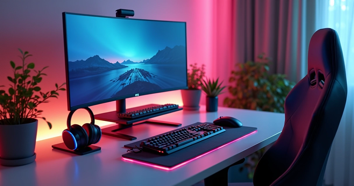 Acessórios ergonômicos organizando um setup gamer 