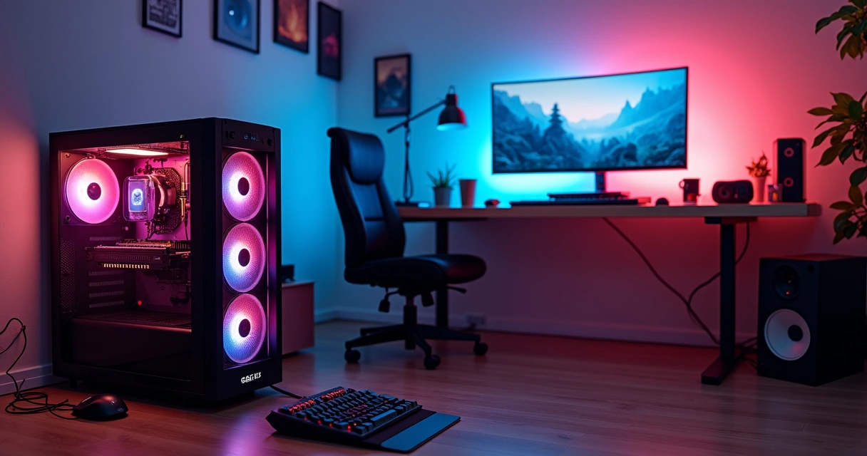 PC gamer conectado a nobreak em ambiente moderno 