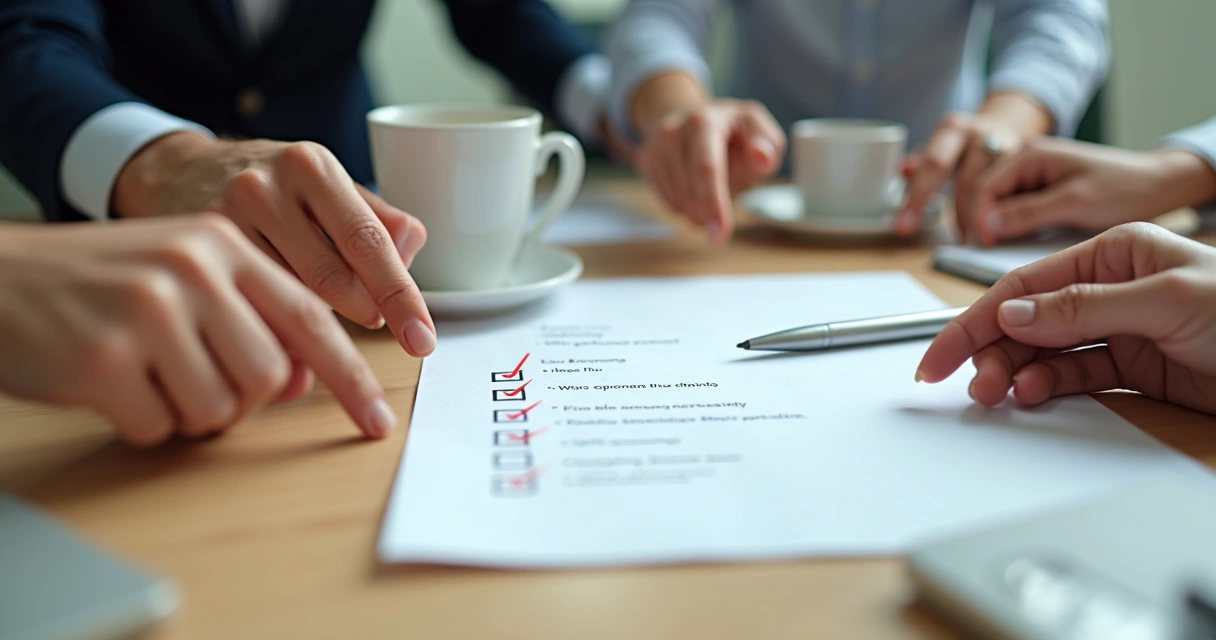 Checklist of team behaviors beside a meeting agenda 
