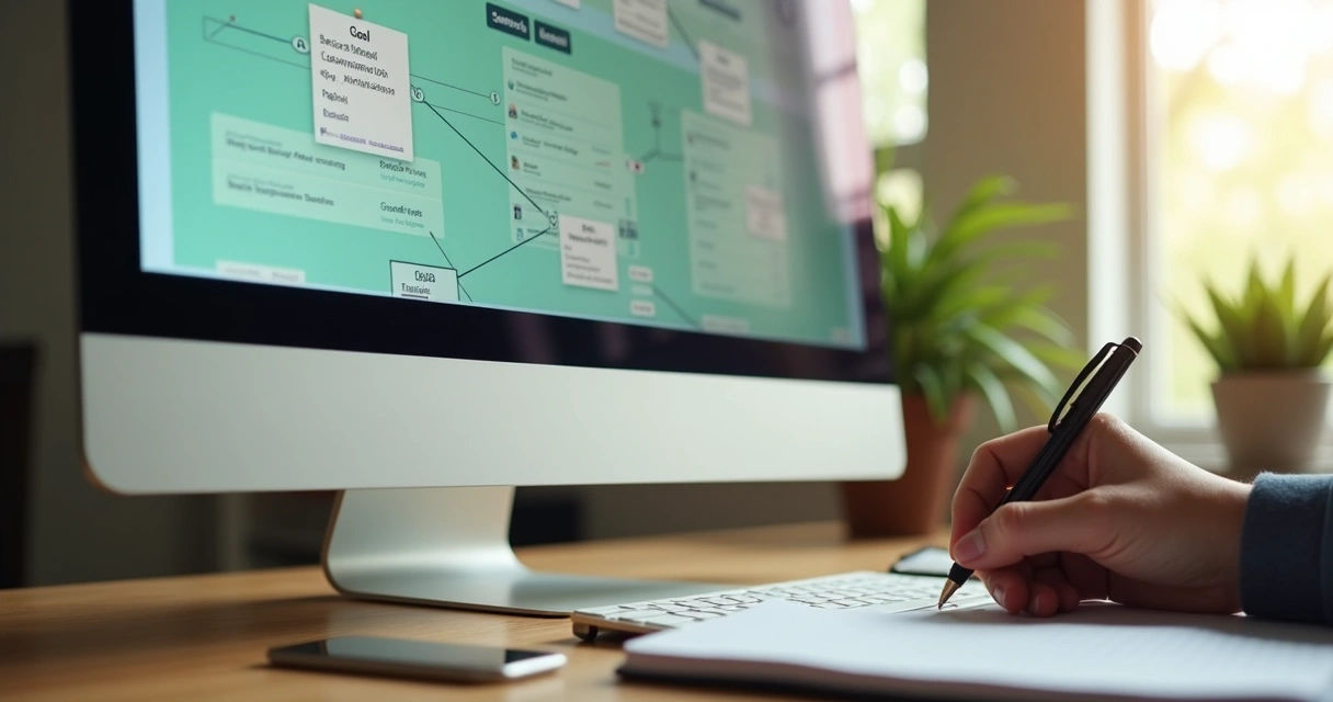 Digital workboard showing shared goals for a remote team