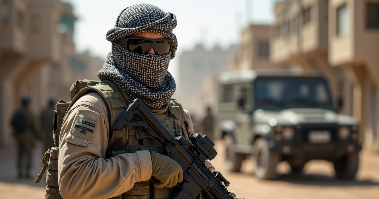 Militar usando shemagh em operação tática