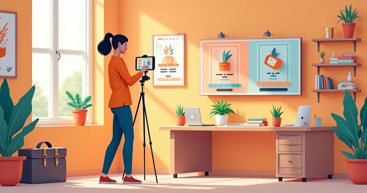 Pessoa gravando vídeo de produto para Shop Vídeo Shopee 