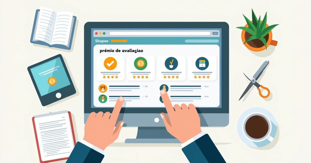 Menu da Central de Marketing da Shopee com destaque para prêmio por avaliações
