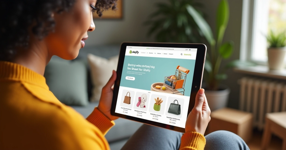 Cliente internacional navegando em loja Shopify 