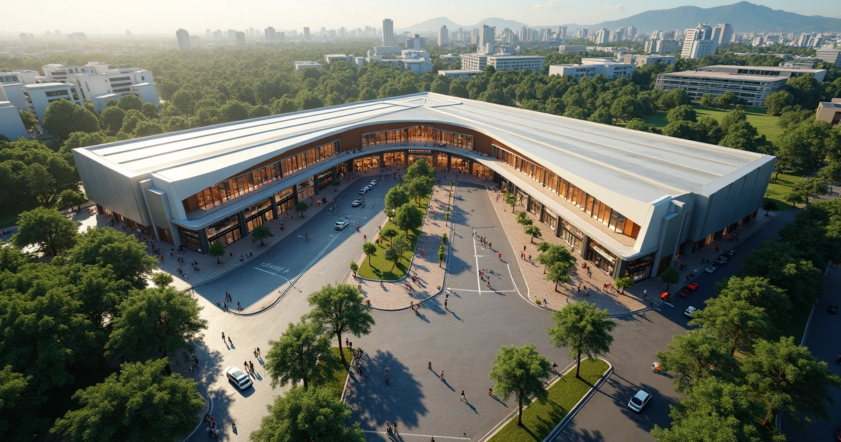 Vista aérea de shopping em bairro de Campinas, mostrando prédios residenciais próximos. 