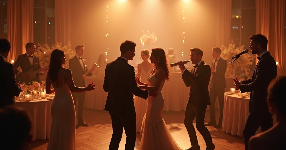 Banda ao vivo tocando em evento de casamento 