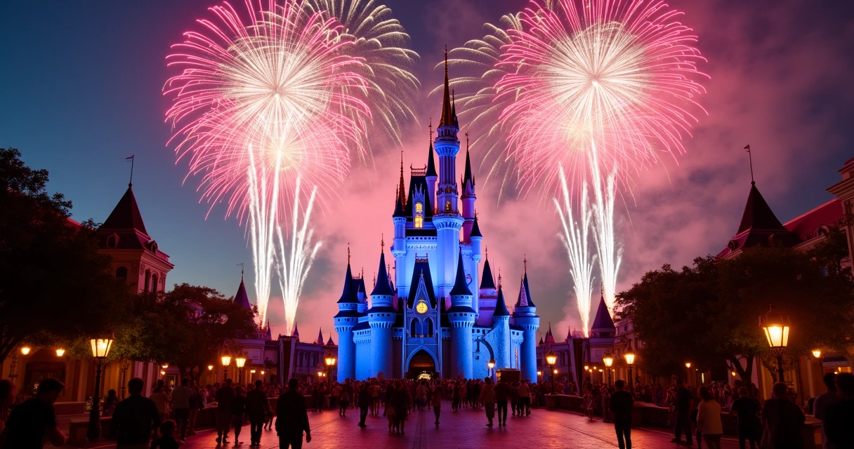 Show de fogos no Magic Kingdom sobre o Castelo da Cinderela