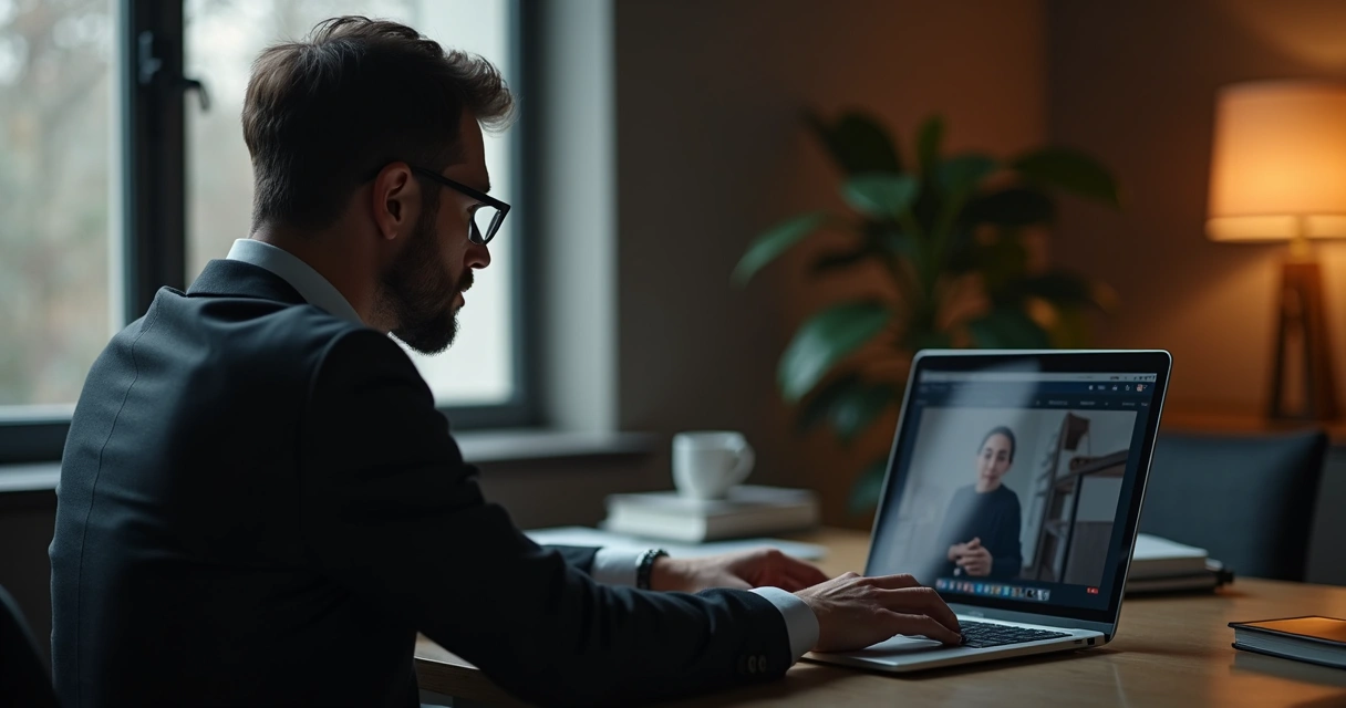 Homem em reunião online sem identificação visual clara 