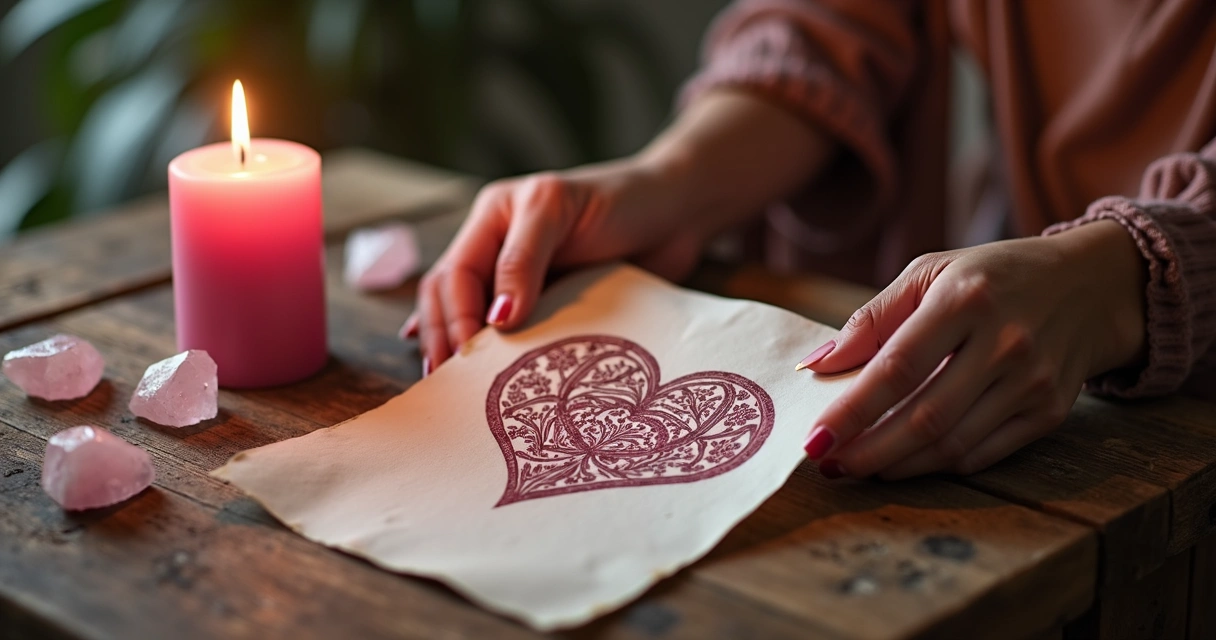 Pessoa ativando sigilo amoroso com vela e papel