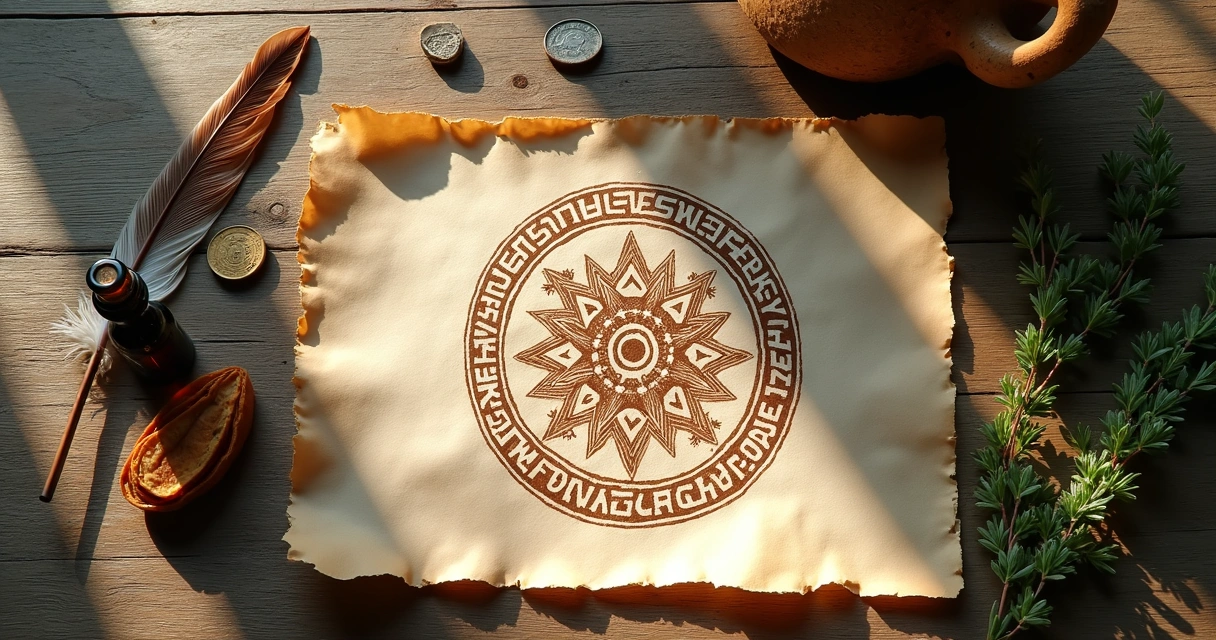 Sigilo com runas nórdicas desenhado como mandala 