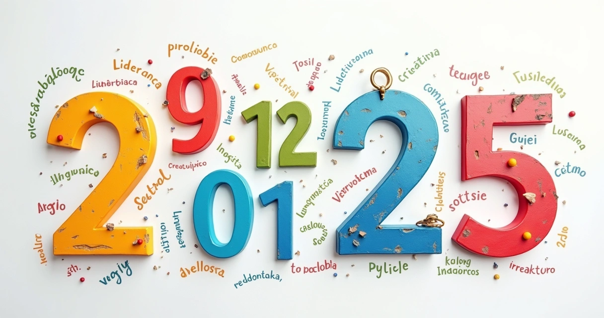 Quadro colorido com números de 1 a 9, 11 e 22 e palavras-chave relacionadas 