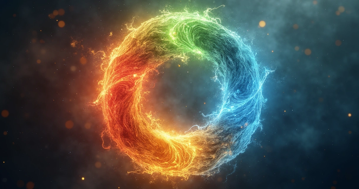 Símbolos dos quatro elementos em círculo refletindo energia mística 