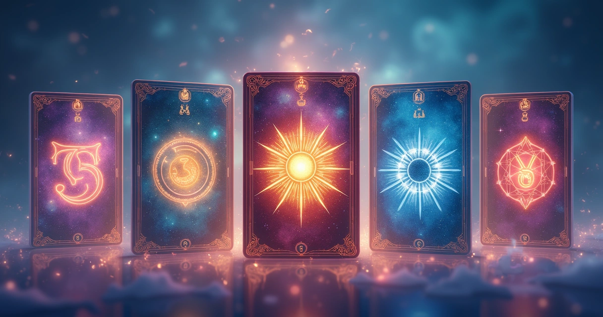 Ilustração de cartas do baralho cigano representando signos do zodíaco 