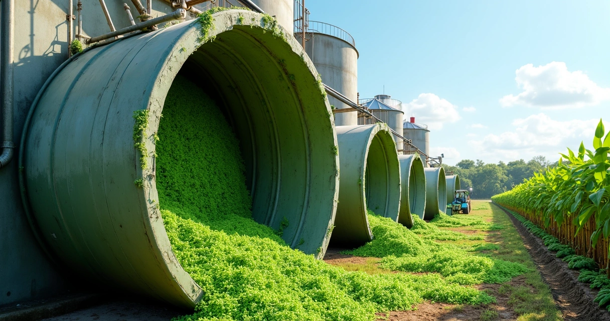 Tanque de silagem de moringa compactada com camadas bem organizadas em fazenda rural 
