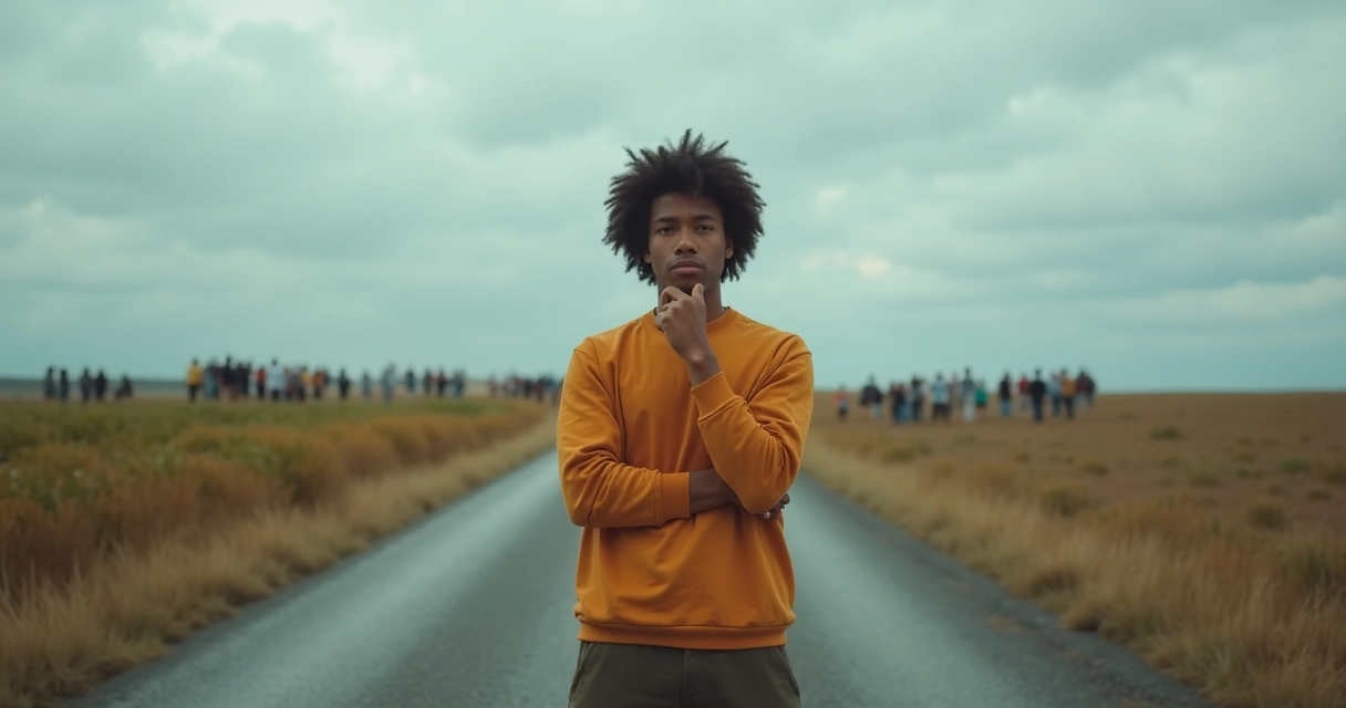 Pessoa em dúvida diante de decisão ética