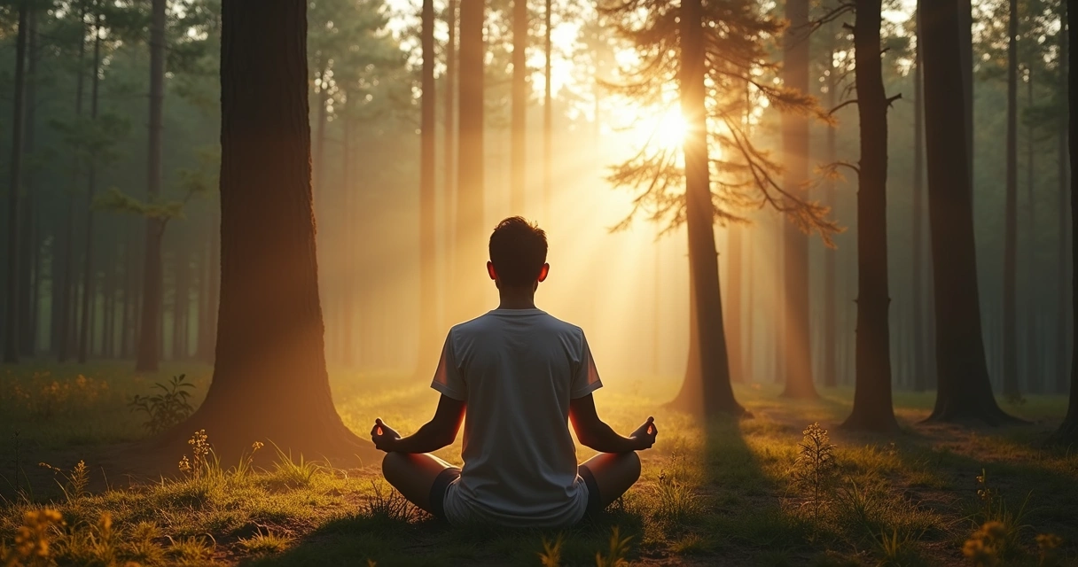 Pessoa sentada em silêncio em meio à natureza