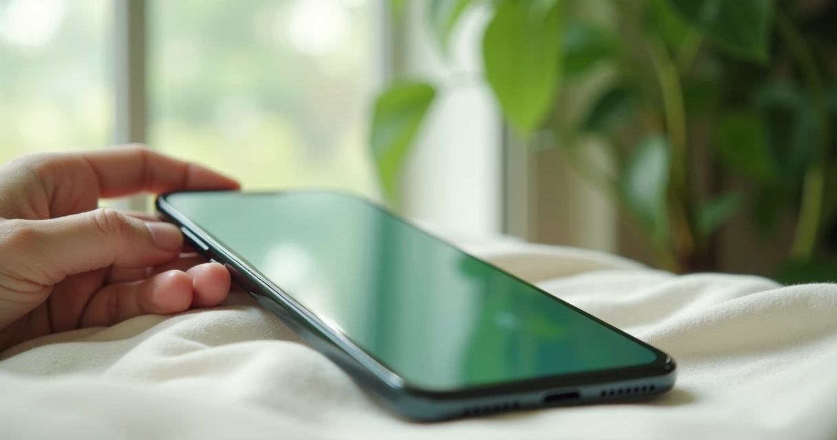 Tela de celular com notificações silenciadas em ambiente calmo