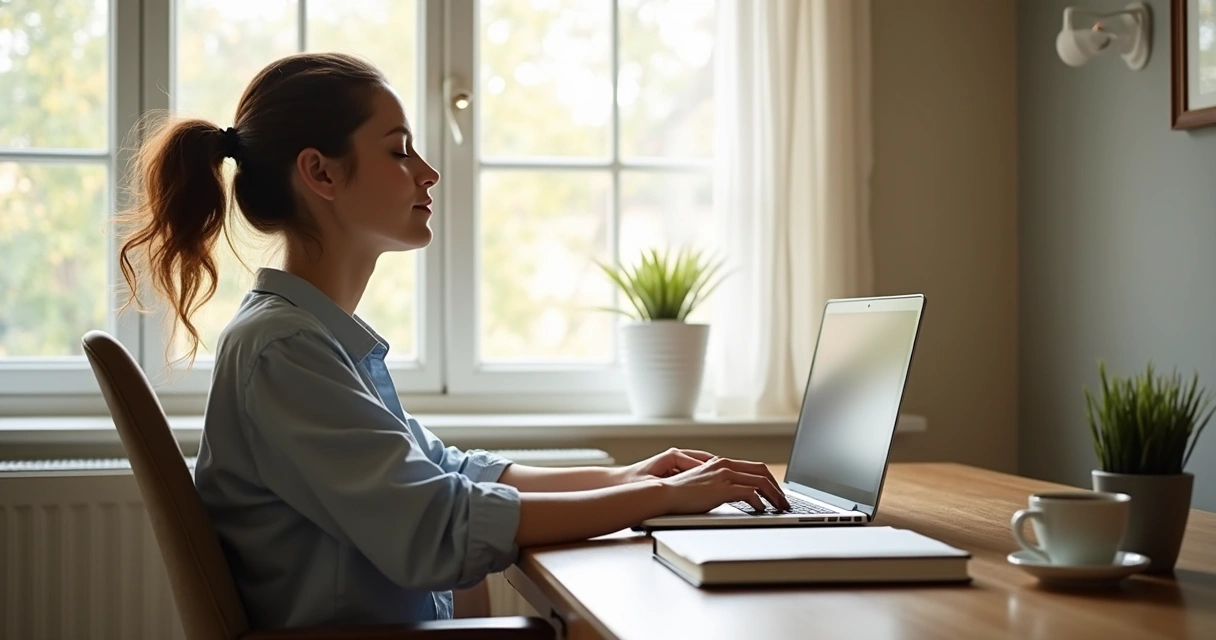 Profissional em silêncio no home office antes do trabalho 