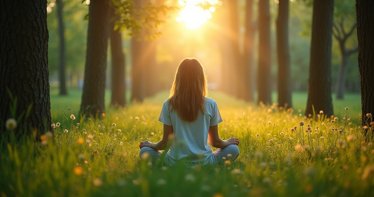 Pessoa sentada em silêncio na natureza 