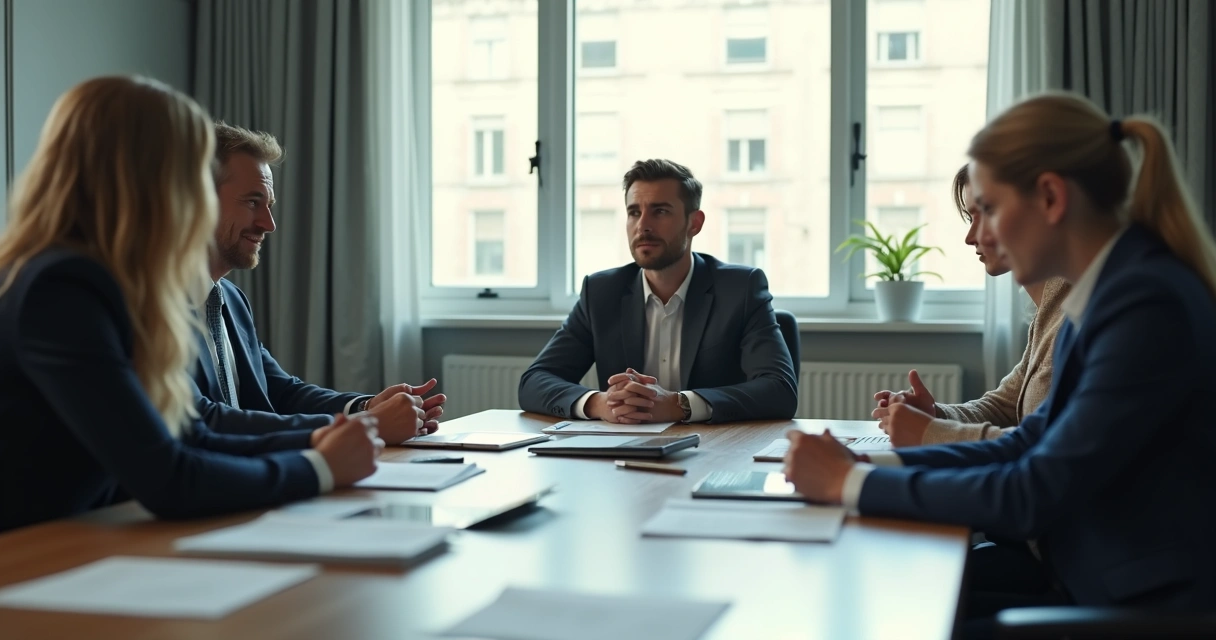 Body language of a person in a group, quietly agreeing