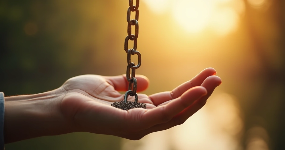 Corrente sendo suavemente solta de uma mão