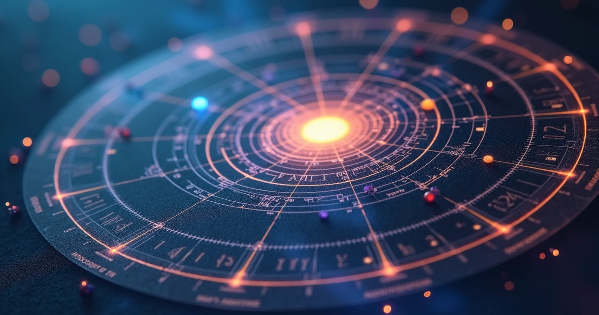 Diagrama astrológico dos trânsitos planetários no céu 