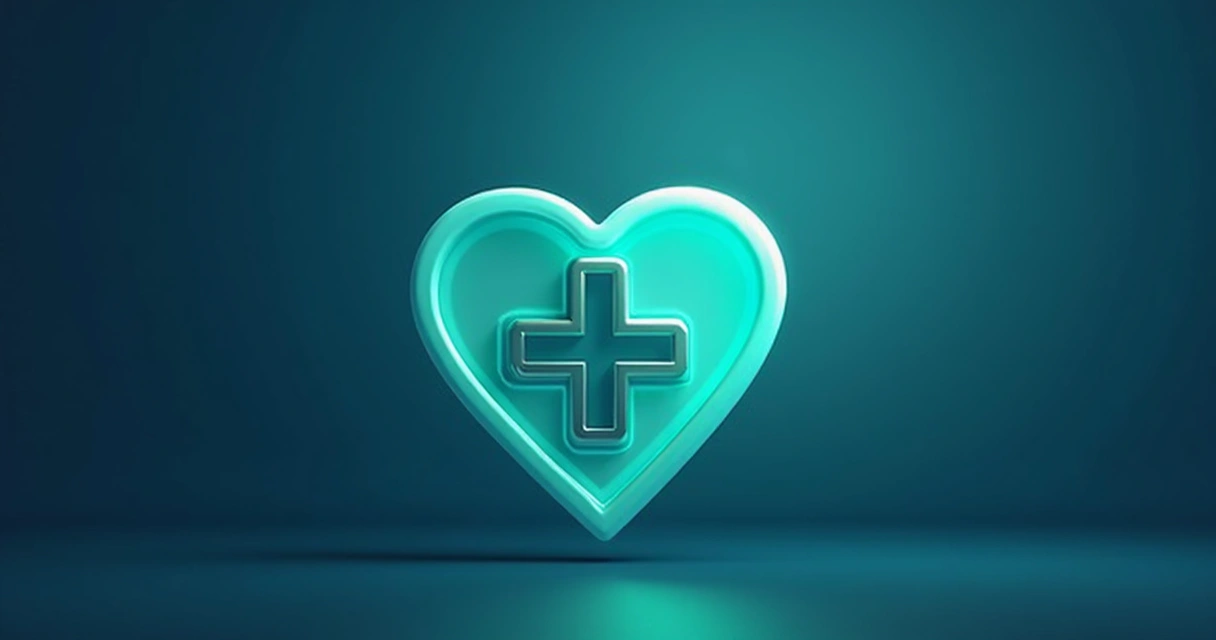 Símbolo de plano de saúde com cruz azul e verde, transmitindo proteção