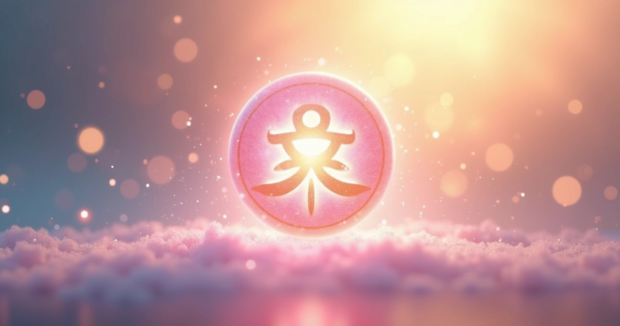 Símbolo tradicional do reiki com fundo colorido luminoso